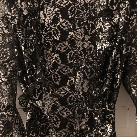 New VAMPIRE'S WIFE X Med Lace Dress Black Silver - Picture 8 of 9